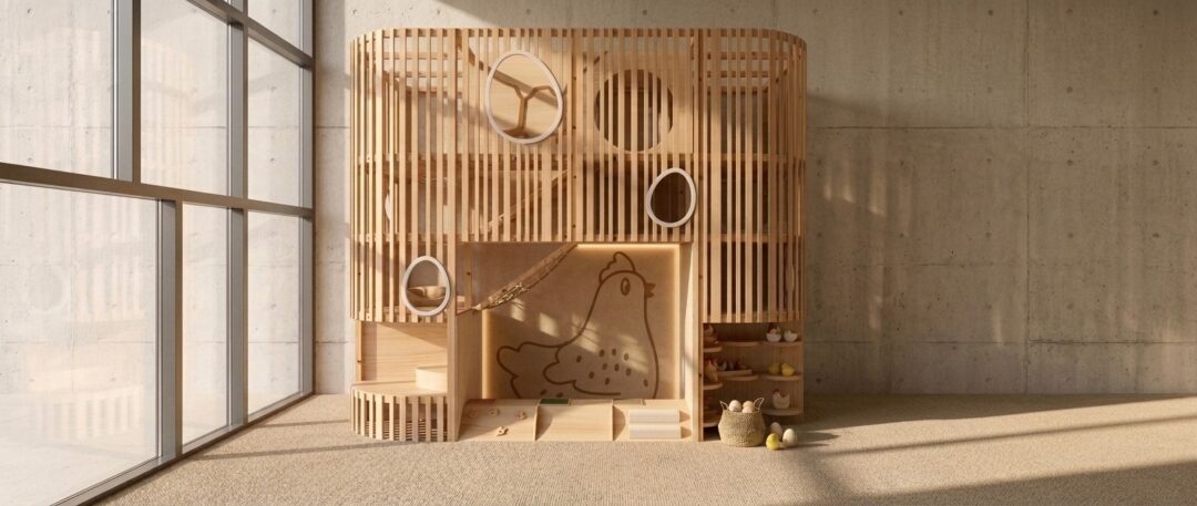 A beautifully designed certified-wood playroom in a boutique hotel.